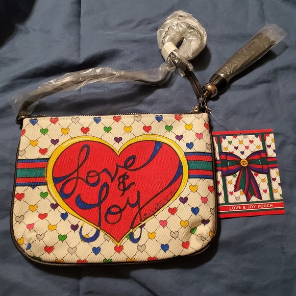 Brighton Love & Joy canvas crossbody pouch multicolored New - Picture 1 of 9